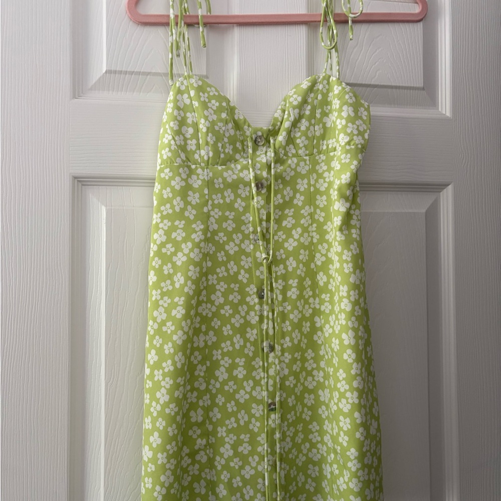 Princess Polly Light Green Smocked Dress Poplin